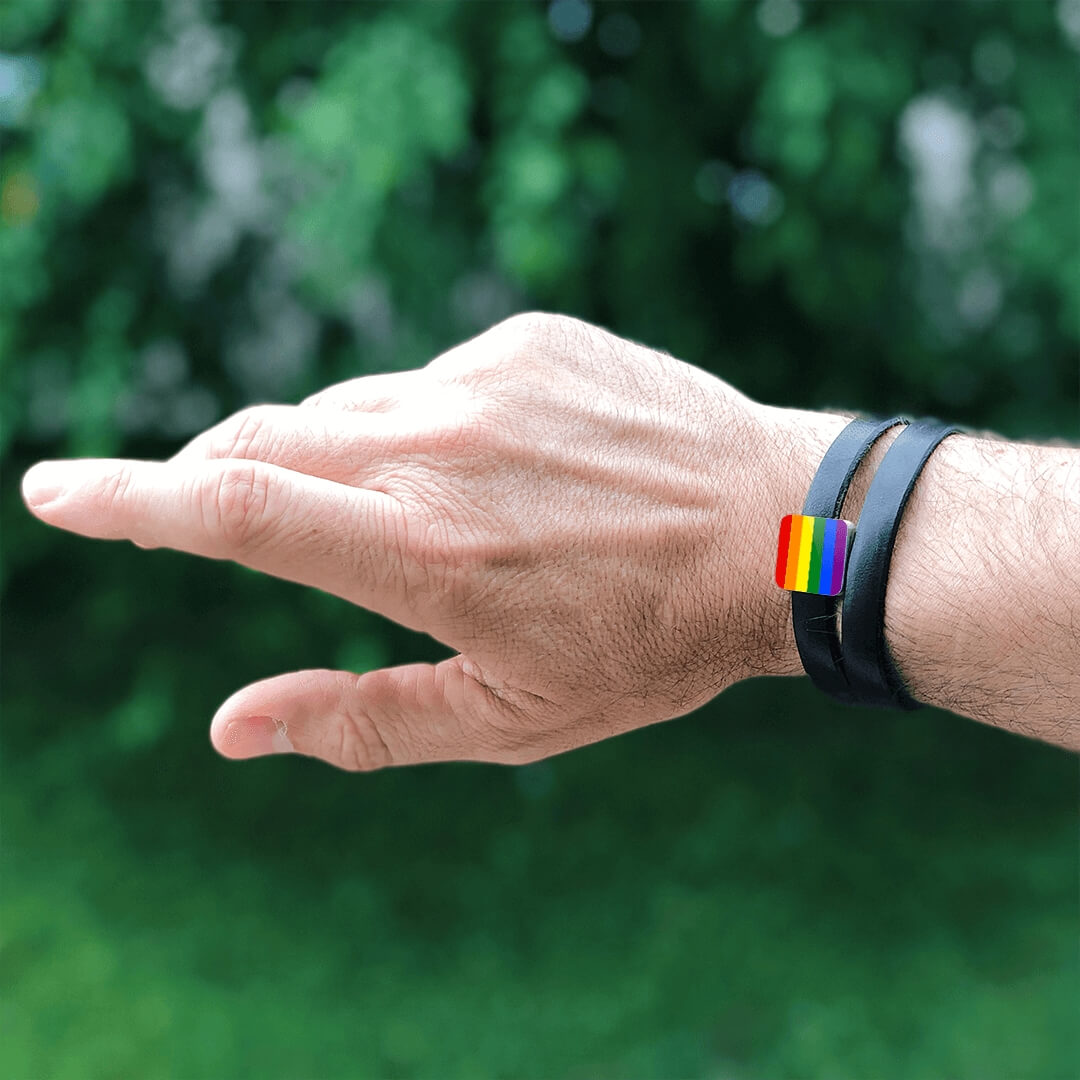 Gay pride leather on sale bracelet